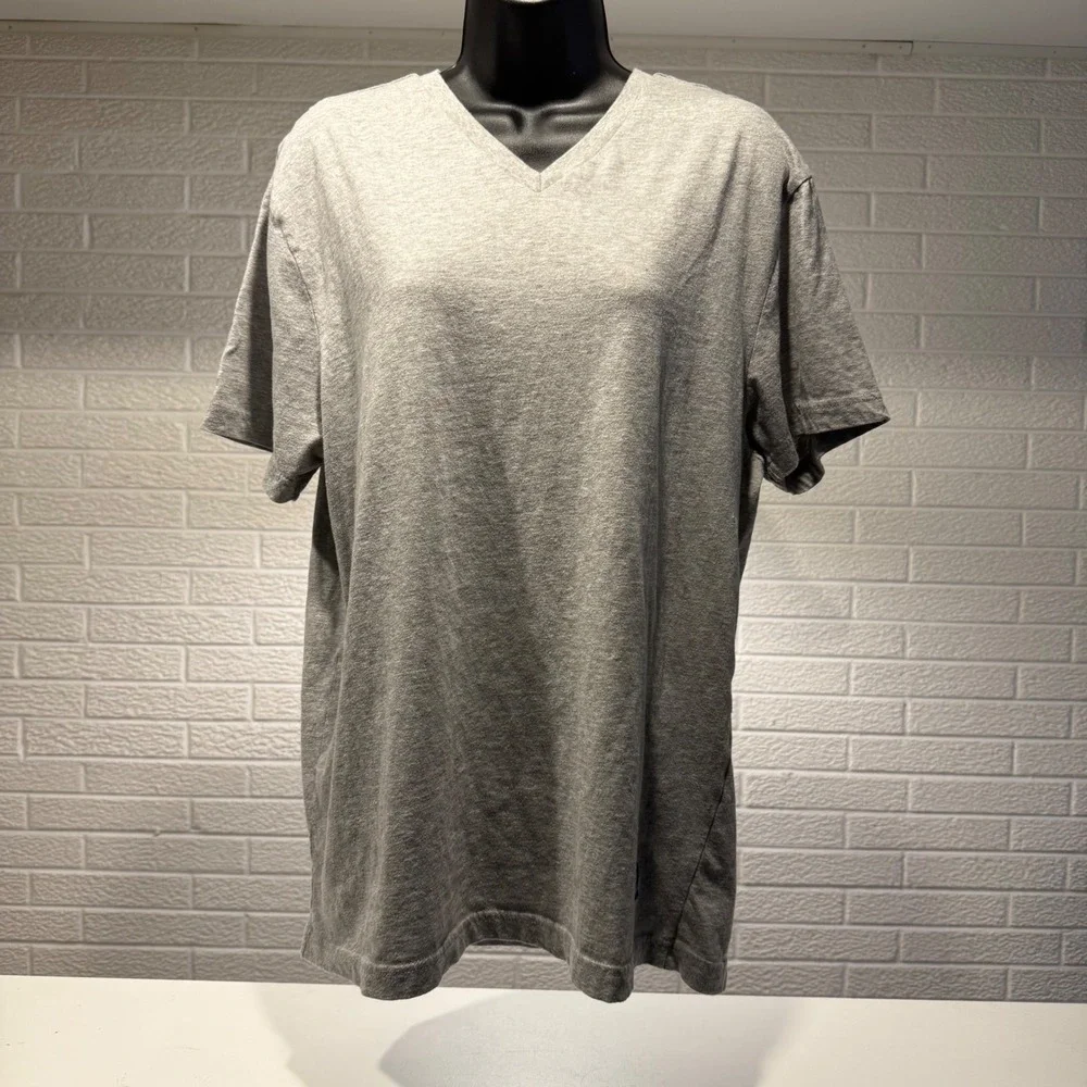 US‎ Polo Assn Mens V-Neck T-Shirt Gray Casual Short Sleeve Tee